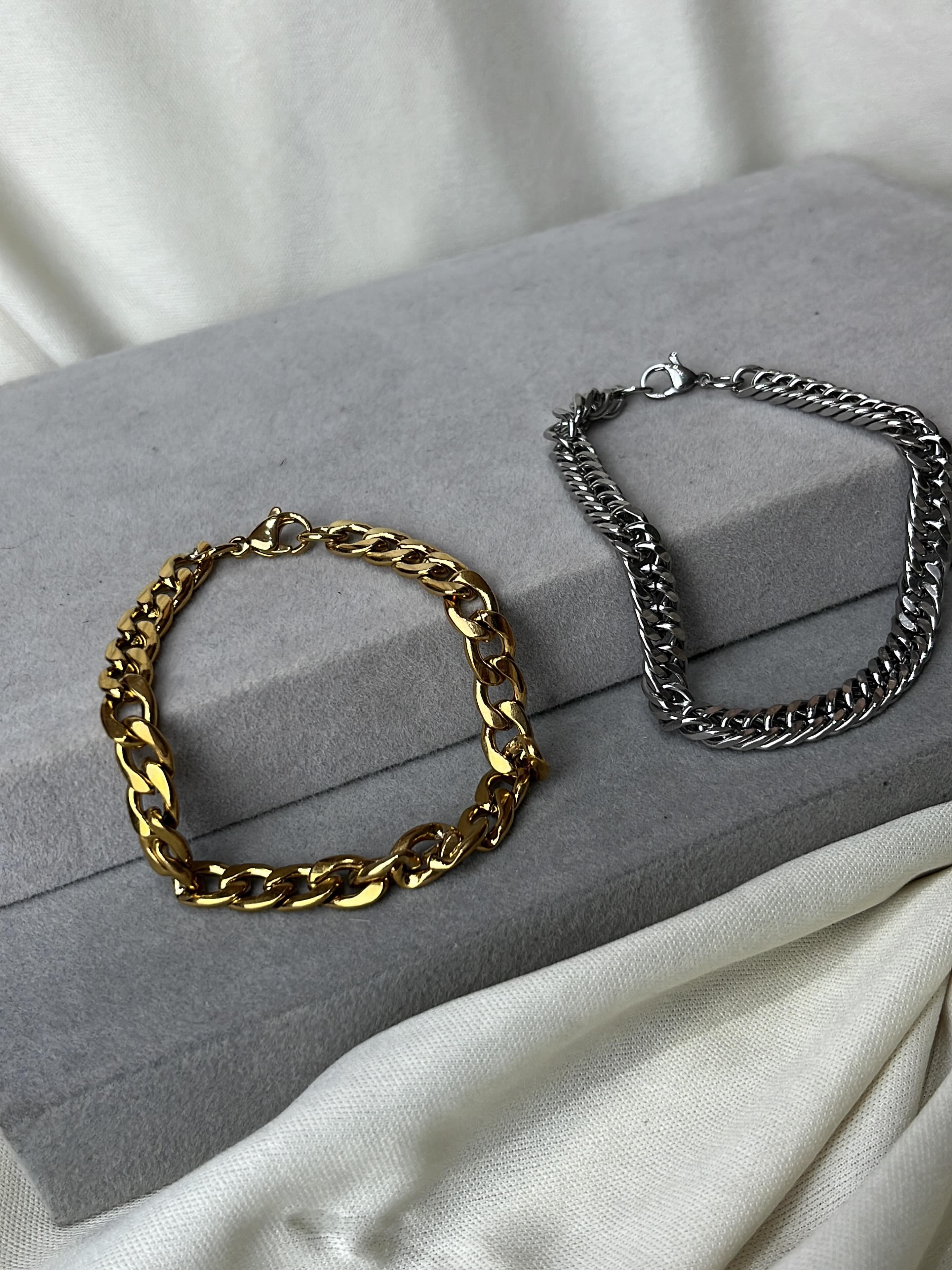 Pulseiras masculinas de corrente em aço inox — unidade — foto 1